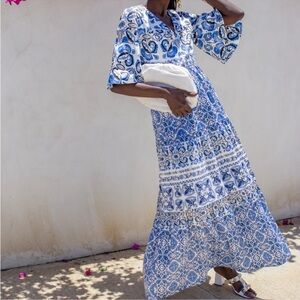 Tuckernuck Majolica Tile Ginger Maxi Dress NWT